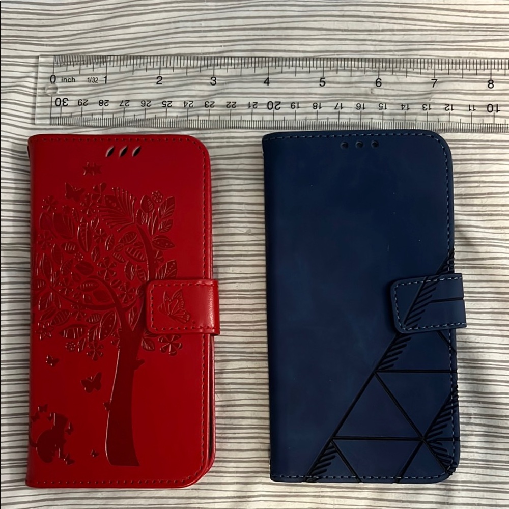 NWOT Red and Blue iPhone Cases with Embossed Designs